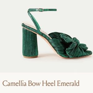 Loeffler Randall “Camellia Bow” Heel in Emerald Size 7.5 New in Box